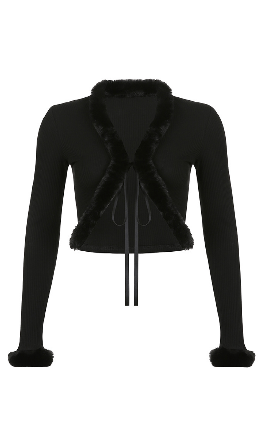 Strickjacke mit pelziger Spitze