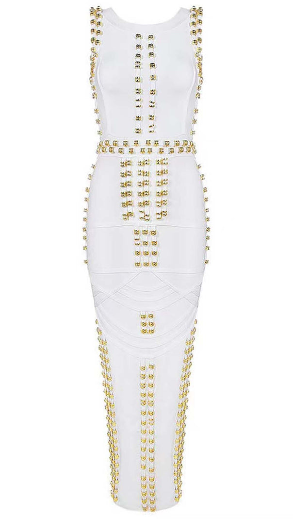 BANDAGE-MAXIKLEID MIT GOLDENEN AKZENTEN