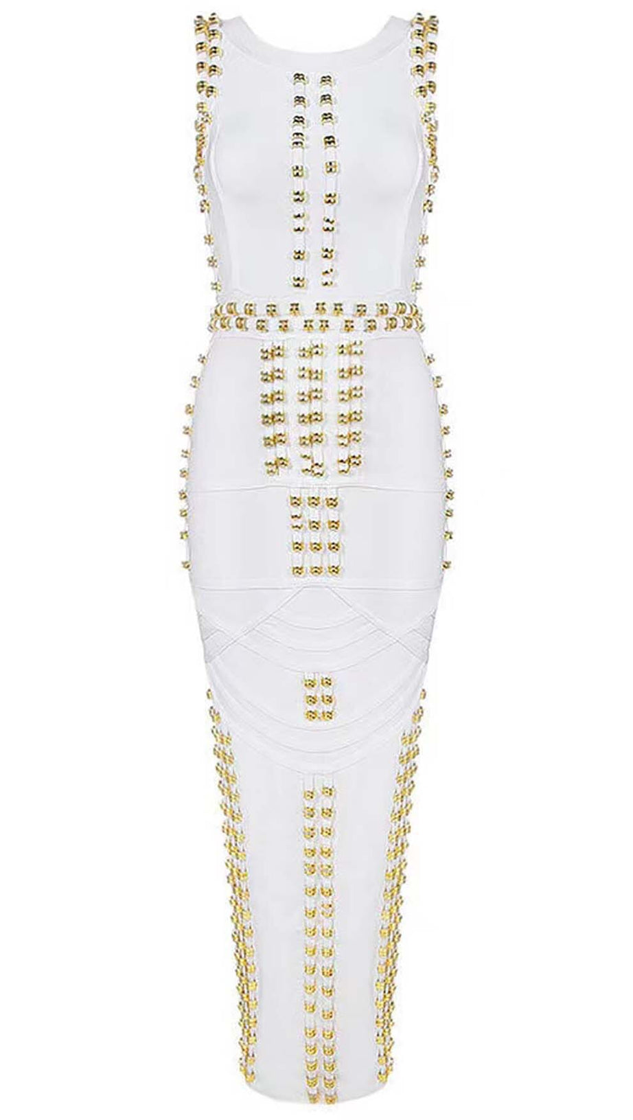 BANDAGE-MAXIKLEID MIT GOLDENEN AKZENTEN