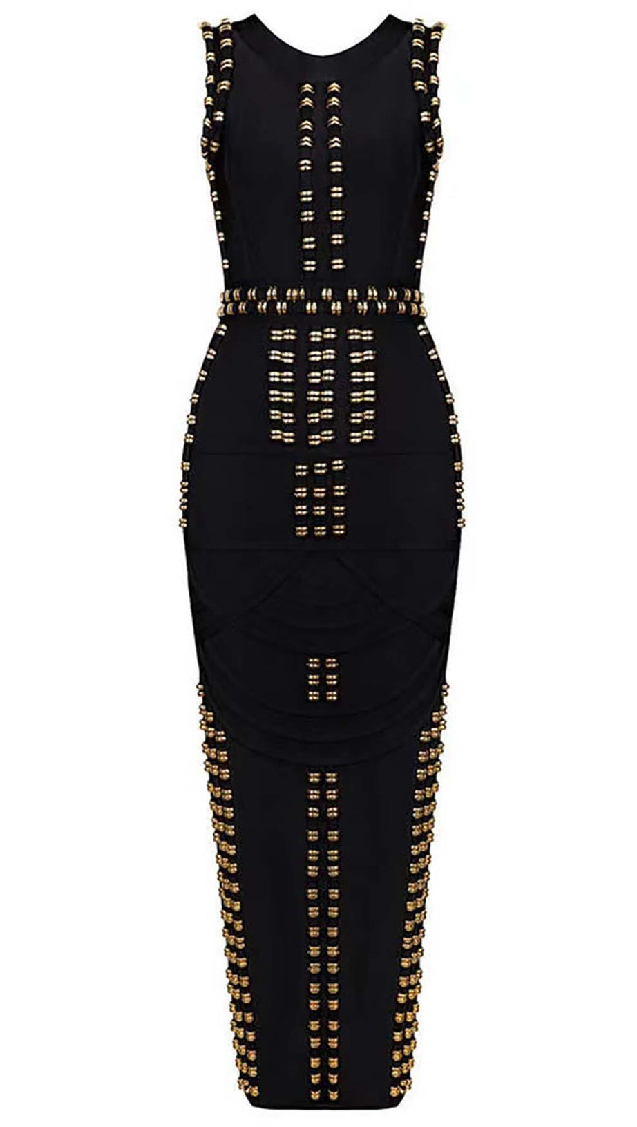 BANDAGE-MAXIKLEID MIT GOLDENEN AKZENTEN