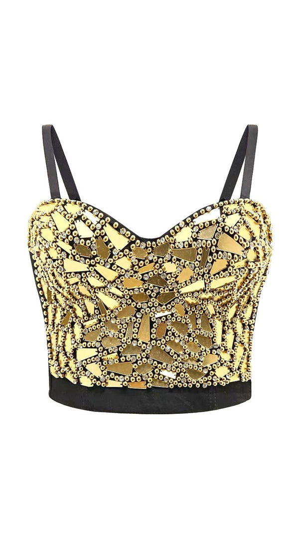 AIIZIE GOLD BEADED SEQUIN CORSET - product image