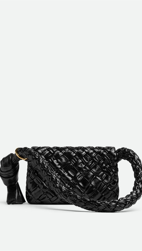GIANA WEAVE SHOULDER BAG - BLACK