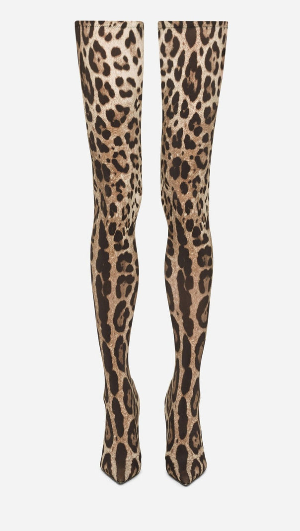 AIIZIE GISELLE LEOPARD PRINT THIGH-HIGH BOOTS - product image