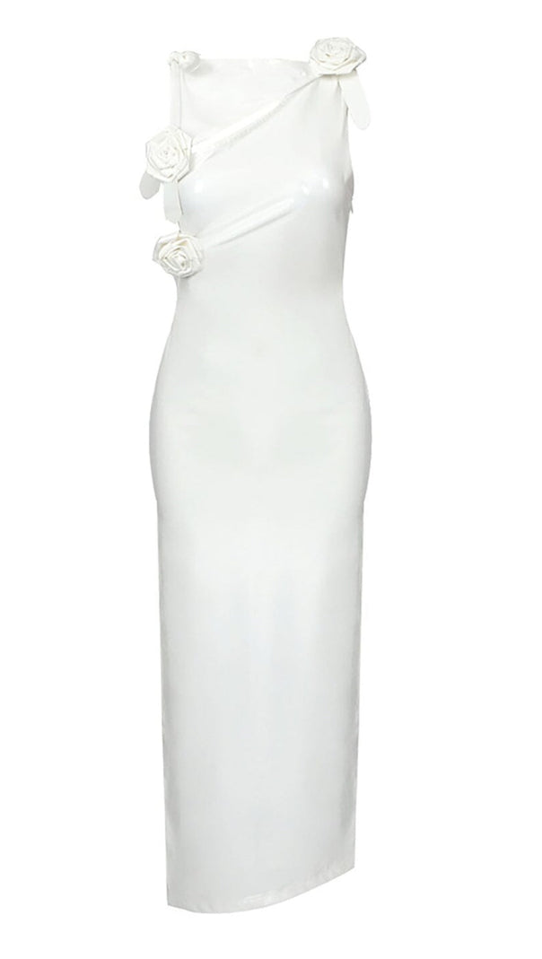 Glamouröses, hautenges Latexkleid in Weiß