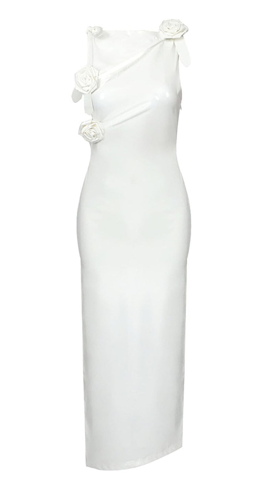 GLAM WITH EDGY SKINTIGHT LATEX GOWN IN WHITE