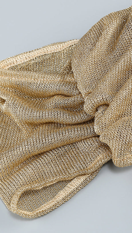 Drapiertes Metallic-Kleid mit einer Schulter