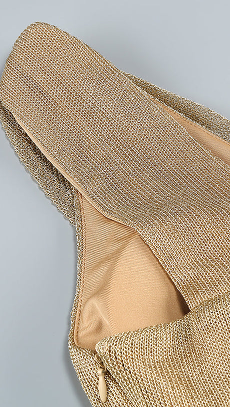 Drapiertes Metallic-Kleid mit einer Schulter