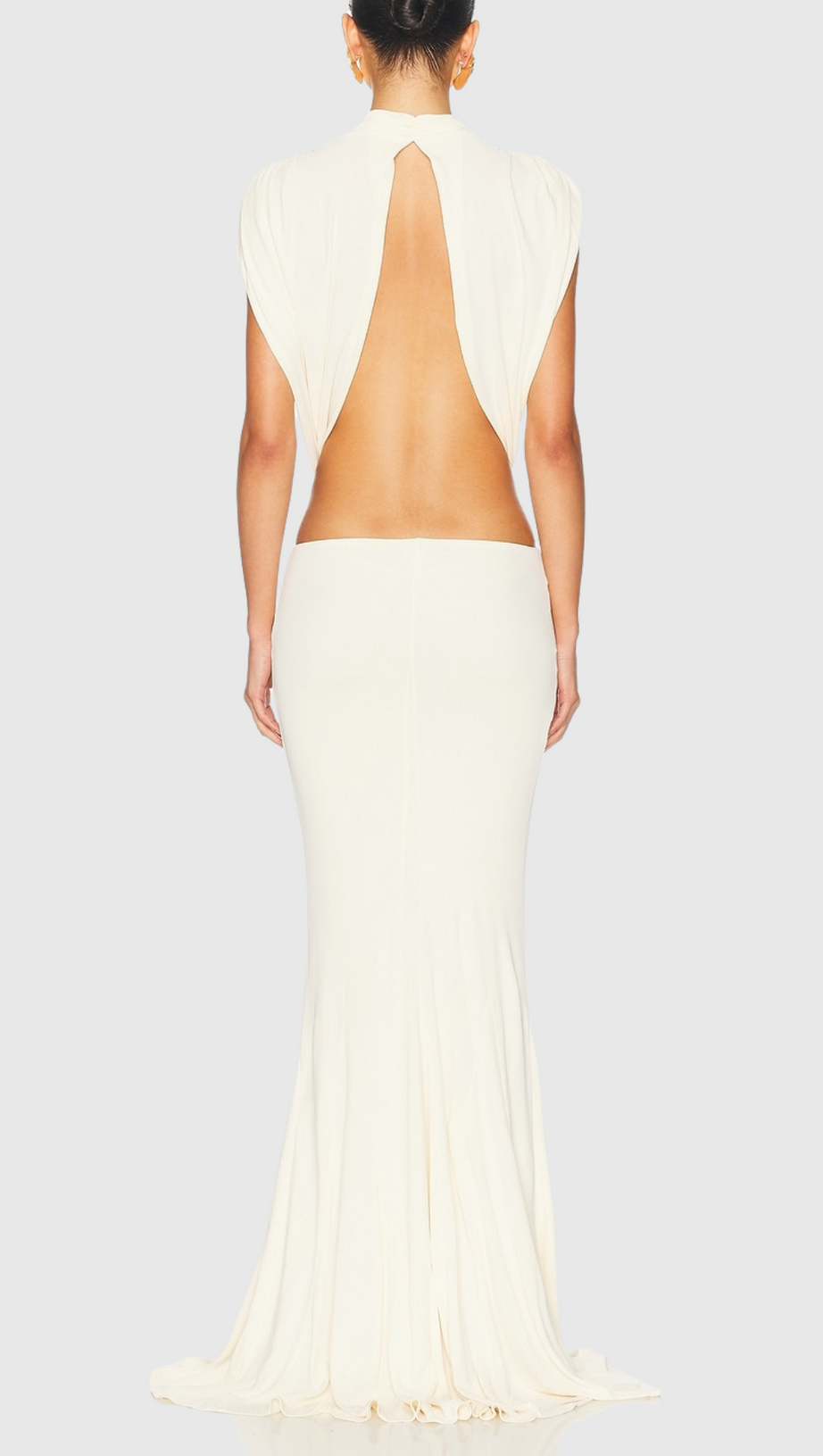 BERNICE BOW PATCH CUT BACKLESS MAXI DRESS IN WHITE
