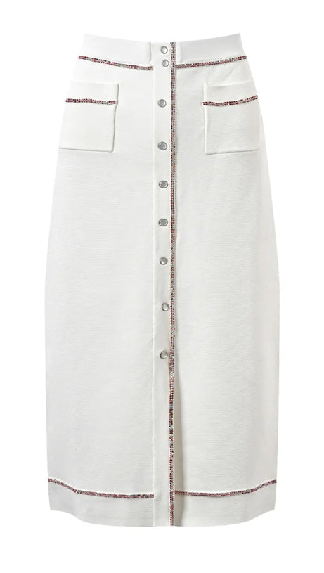 ELISA KNIT MIDI PENCIL SKIRT IN ECRU