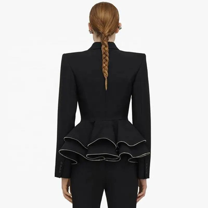 JAMIE ZIPPED PEPLUM DOUBLE-BREASTED BLAZER SET