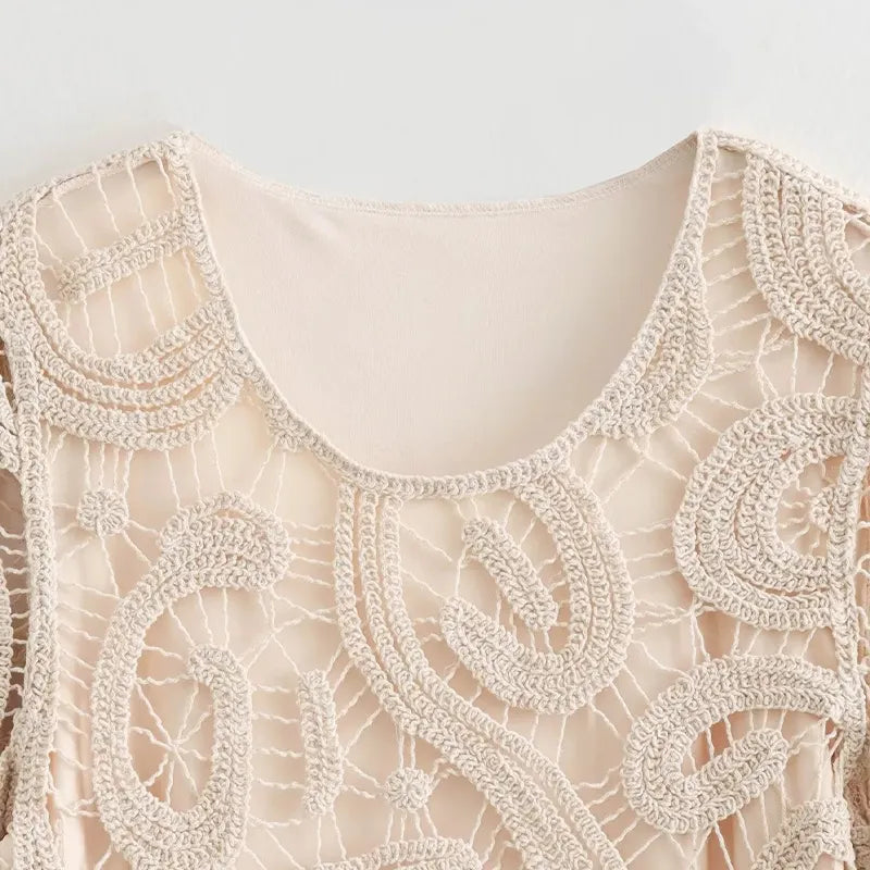 EUDORA – Gemustertes, hohles Minikleid in Aprikose