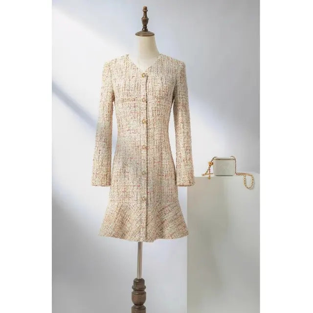 EARTHA MEHRFARBIGES MINIKLEID MIT PERLENKNÖPFEN