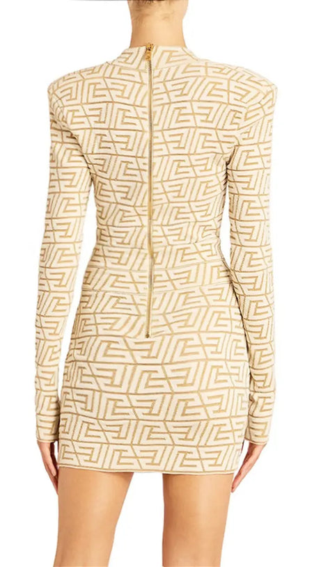 GRACE APRICOT MONOGRAM-JACQUARD MINI DRESS