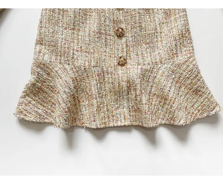 EARTHA MEHRFARBIGES MINIKLEID MIT PERLENKNÖPFEN