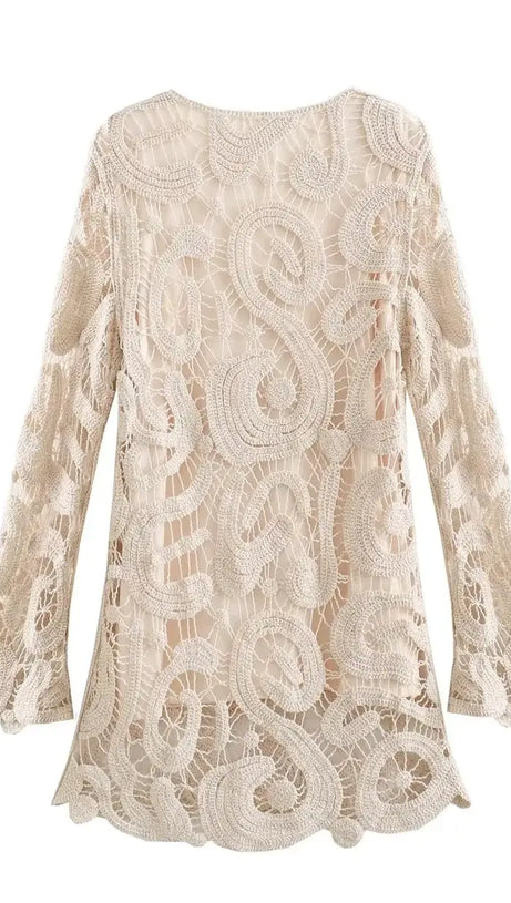 EUDORA – Gemustertes, hohles Minikleid in Aprikose