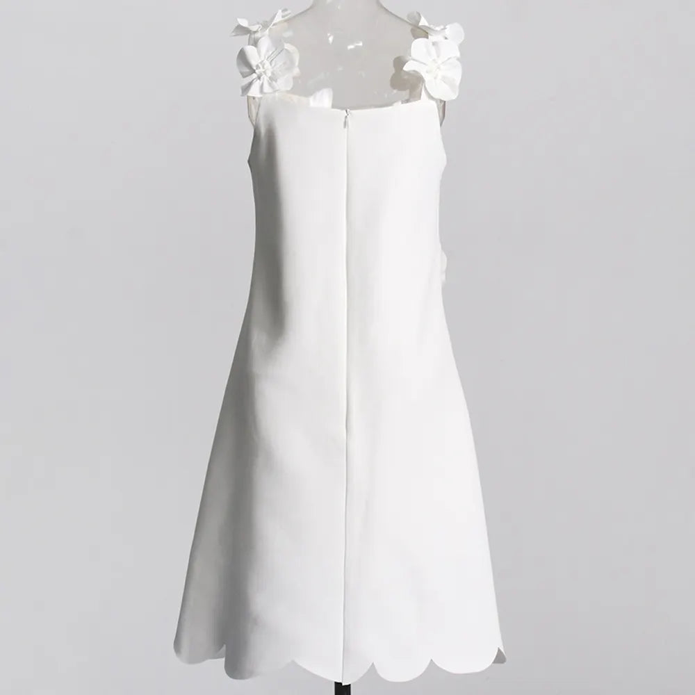 AIIZIE PATCHWORK APPLIQUES CAMISOLE DRESS IN WHITE - product image