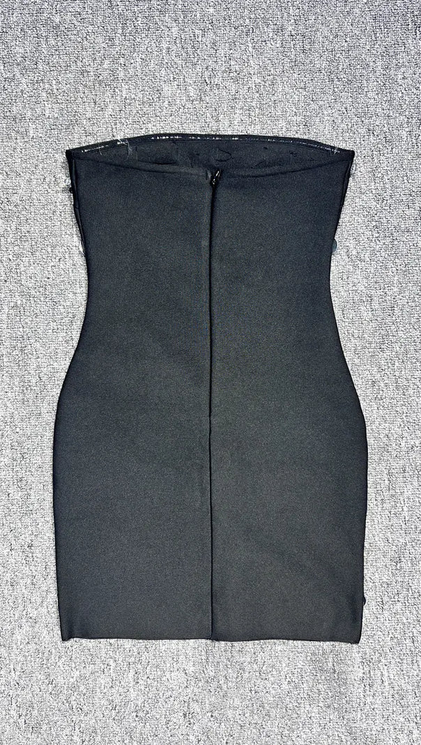 DAPHNE BLACK CRYSTAL EMBELLISHED STRAPLESS MINI DRESS