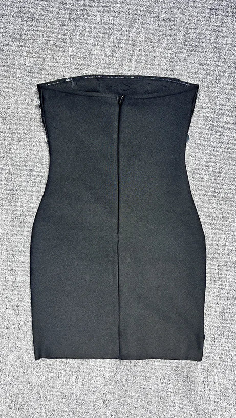 DAPHNE BLACK CRYSTAL EMBELLISHED STRAPLESS MINI DRESS