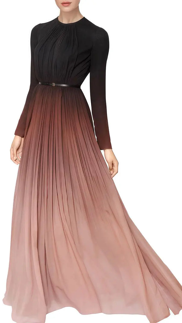 AIIZIE ELLEN GRADIENT COLOR RUNCHED MAXI DRES - product image