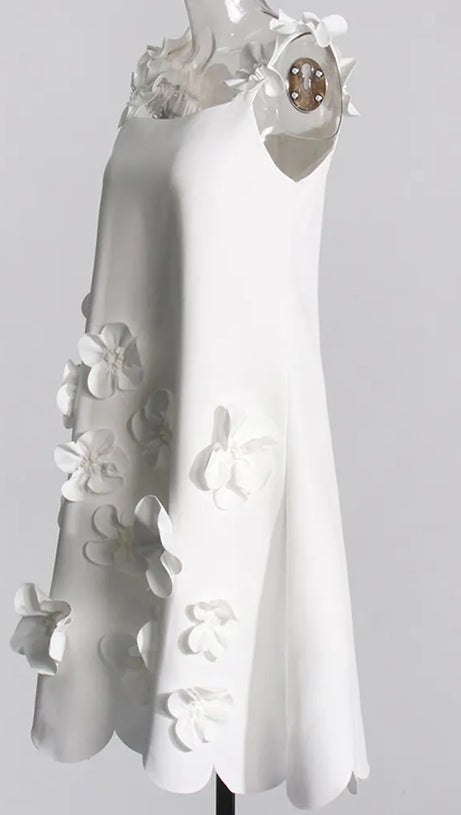 ABITO CANOTTIERA CON APPLICAZIONI PATCHWORK IN BIANCO