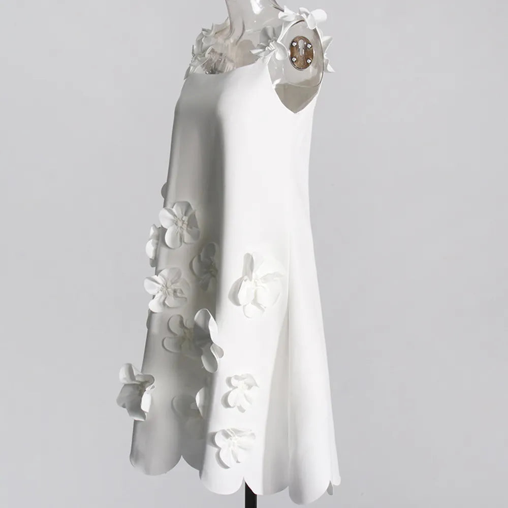 AIIZIE PATCHWORK APPLIQUES CAMISOLE DRESS IN WHITE - product image