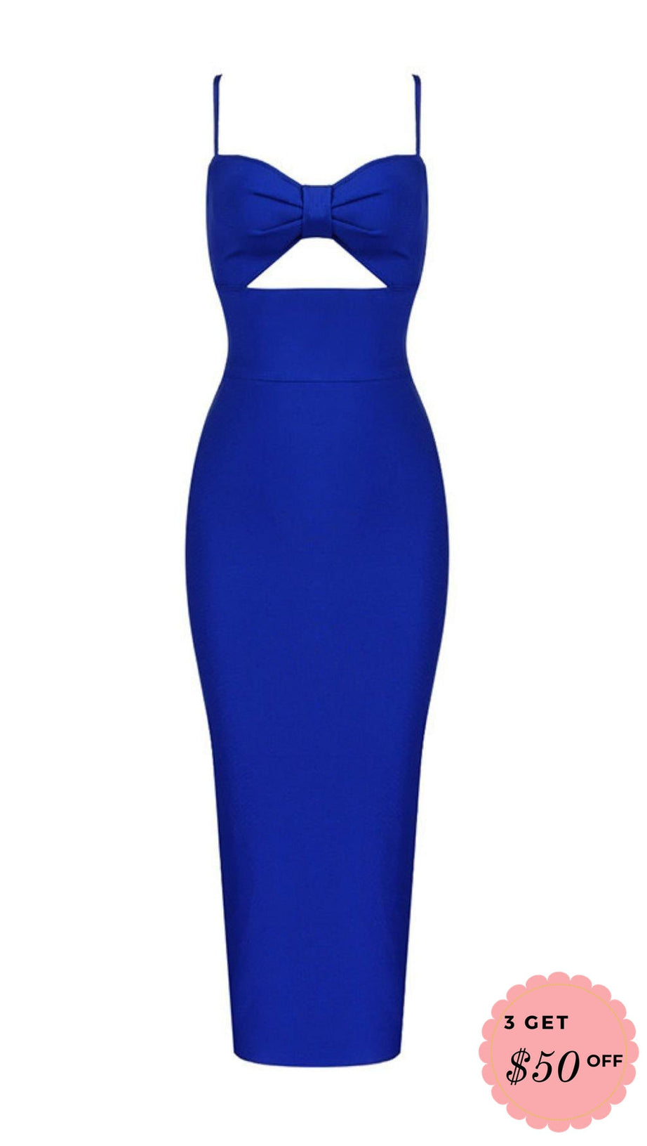 HOLLOW BANDAGE DRESS - BLUE