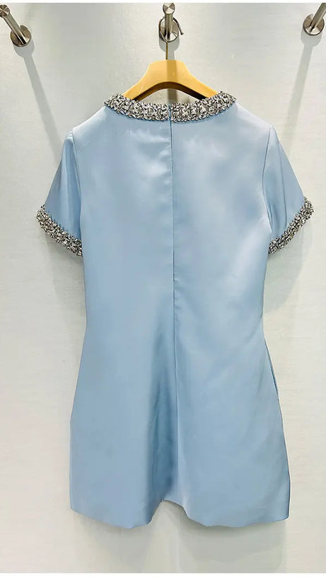 DESTINY VERZIERTES MINIKLEID AUS SATIN IN BLAU