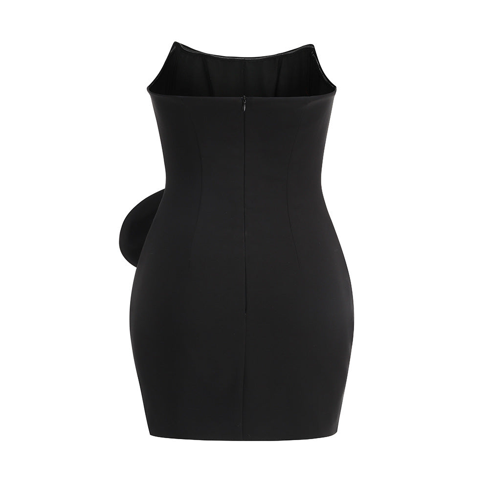 AIIZIE DARLENE STRAPLESS FLORAL MINI DRESS IN BLACK - product image