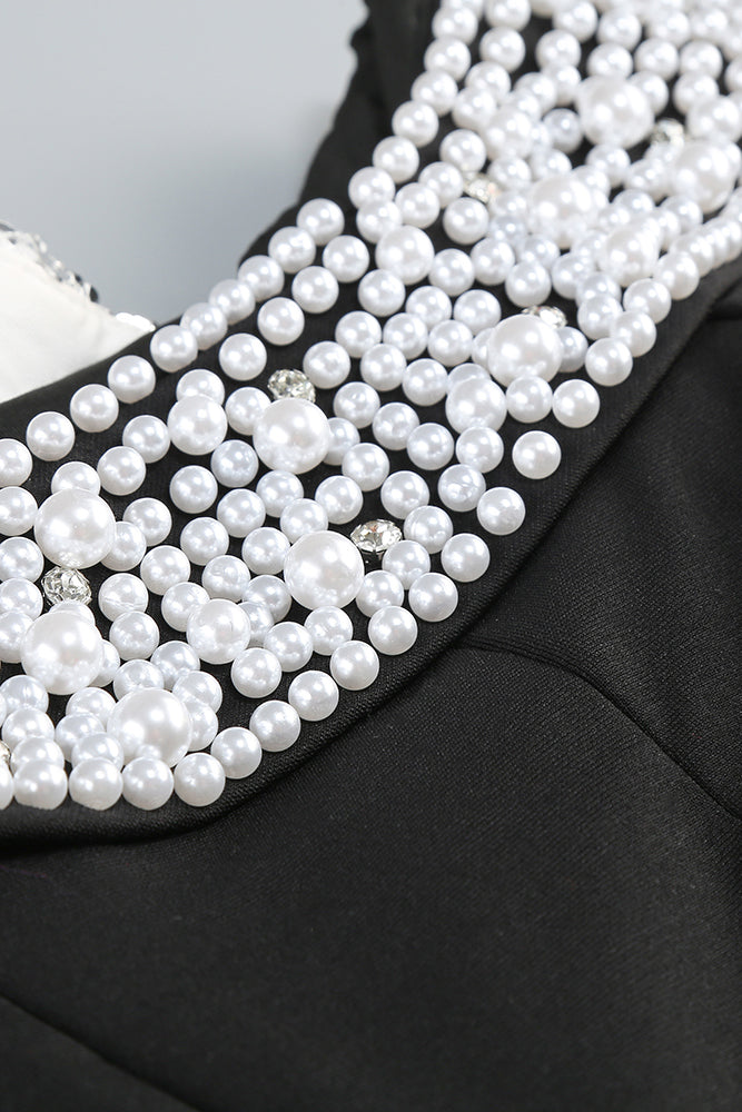 HALTER PEARL CRYSTAL-TRIM MAXI DRESS