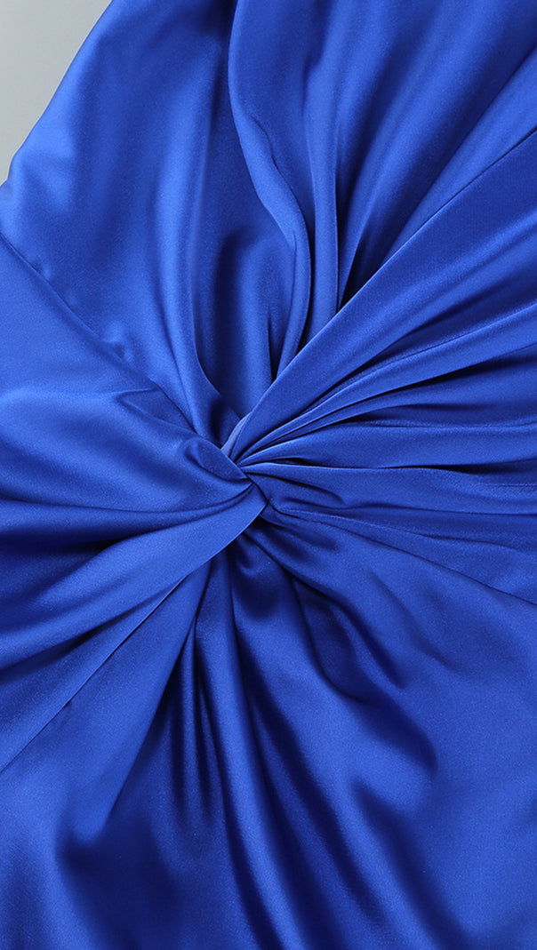 AIIZIE HALTER BRAIDED DRAPED MAXI DRESS BLUE - product image