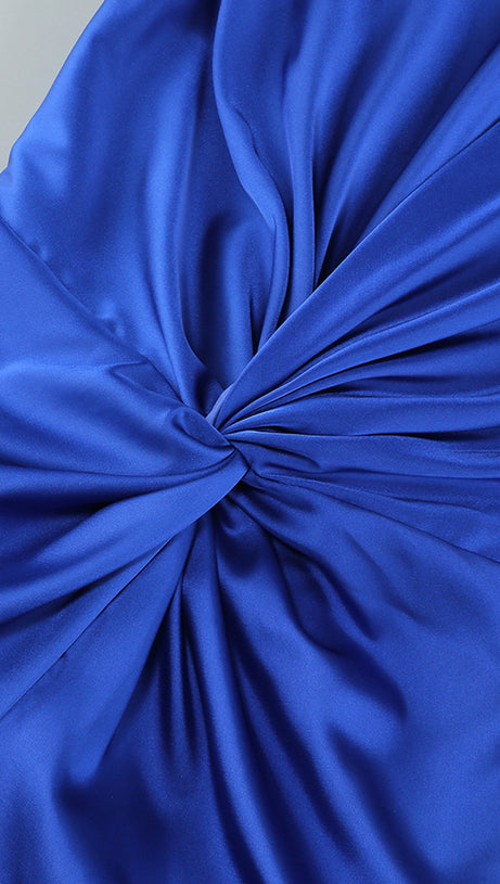 Neckholder-Maxikleid mit geflochtenem Drapé Blau