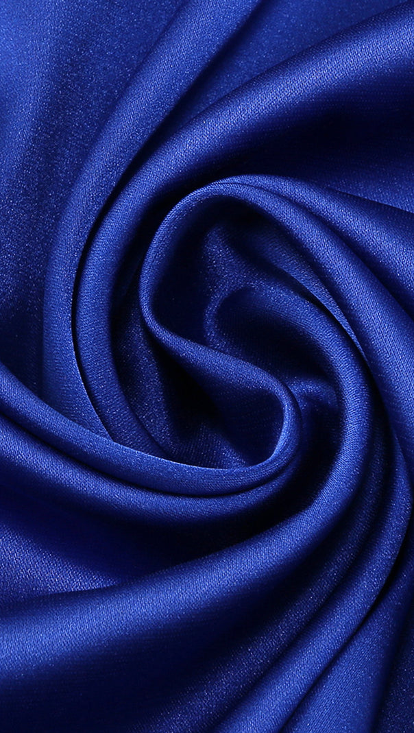 AIIZIE HALTER BRAIDED DRAPED MAXI DRESS BLUE - product image