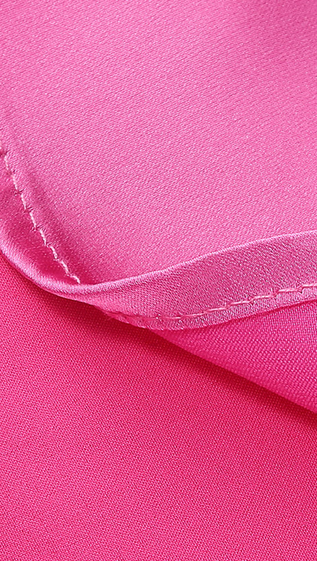 ABITO LUNGO CON DRAPPEGGIO E INTRECCIATO ROSA SCURO