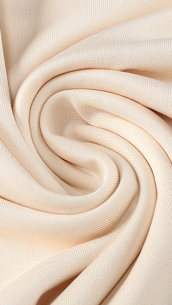 AIIZIE HALTER CRYSTAL BRAIDED BARDOT MAXI DRESS IVORY - product image
