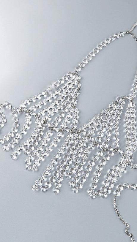 Neckholder-Maxikleid mit Kristall-Zopfmuster in Elfenbein