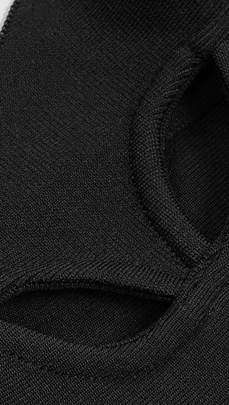 Neckholder-Bustier-Maxikleid mit Cut-Outs in Schwarz