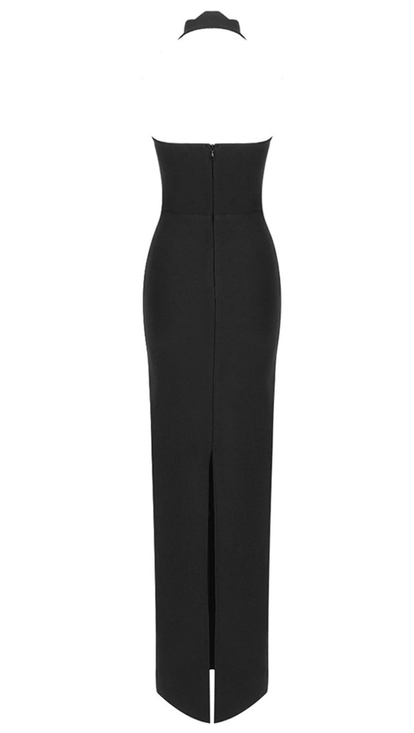 AIIZIE HALTER CUT OUT BUSTIER MAXI DRESS BLACK - product image
