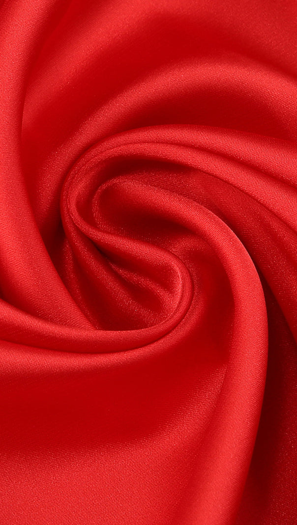 AIIZIE HALTER BRAIDED DRAPED MAXI DRESS RED - product image