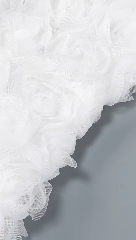 ABITO LUNGO FLOREALE CON SCOLLO A V BIANCO