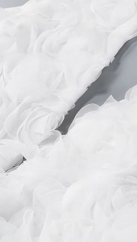 ABITO LUNGO FLOREALE CON SCOLLO A V BIANCO