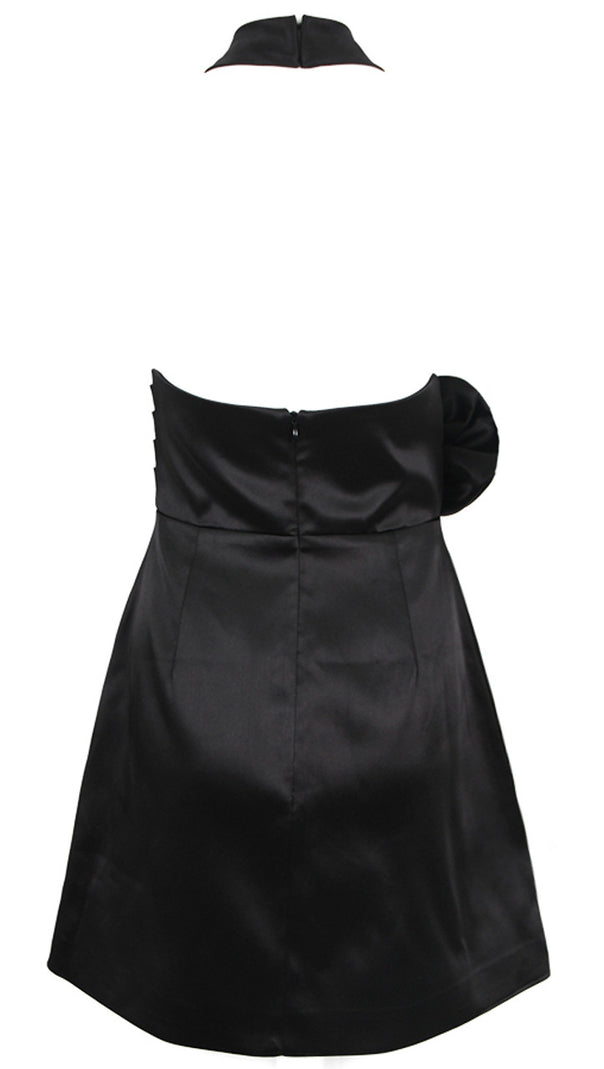 AIIZIE HALTER FLOWER A LINE DRESS BLACK - product image