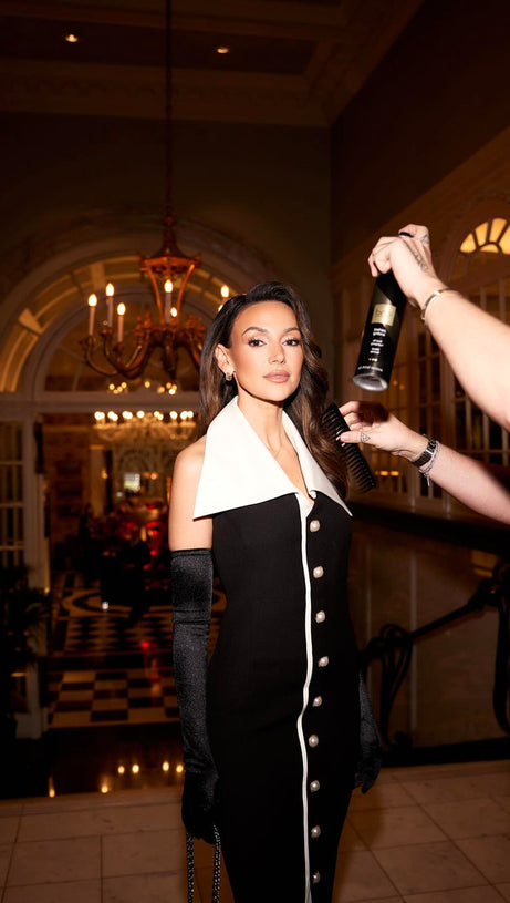 HALTER COLLAR MAXI DRESS BLACK WHITE