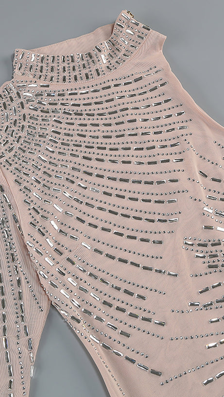 Neckholder-Kleid mit Kristallverzierung