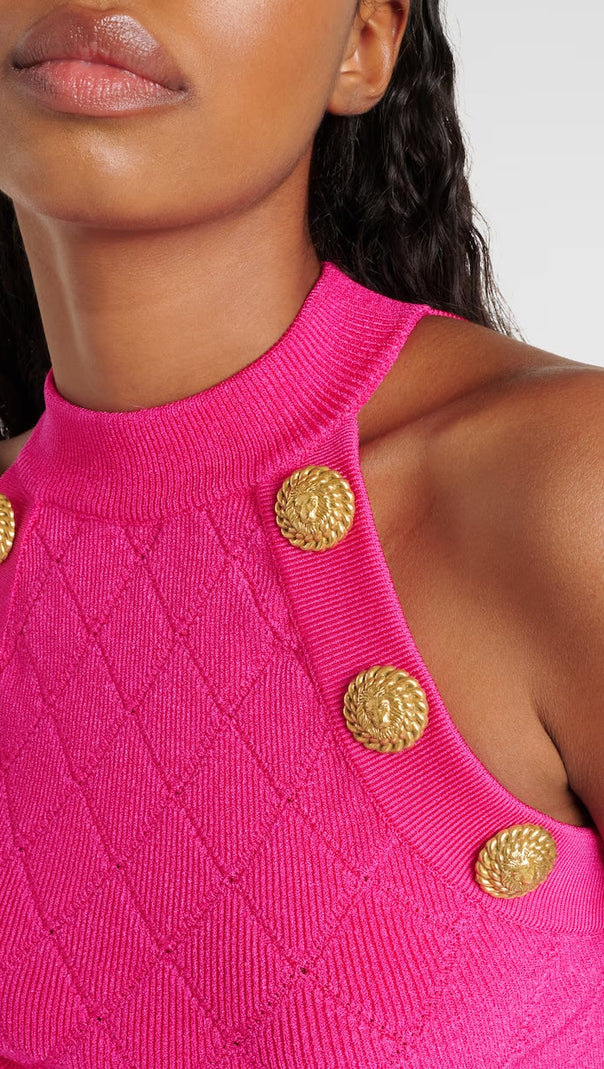 AIIZIE PINK DIAMOND-KNIT CROP TOP - product image