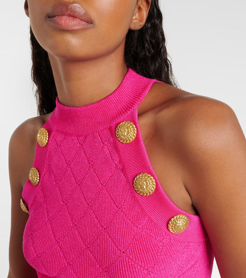 PINK DIAMOND-KNIT CROP TOP