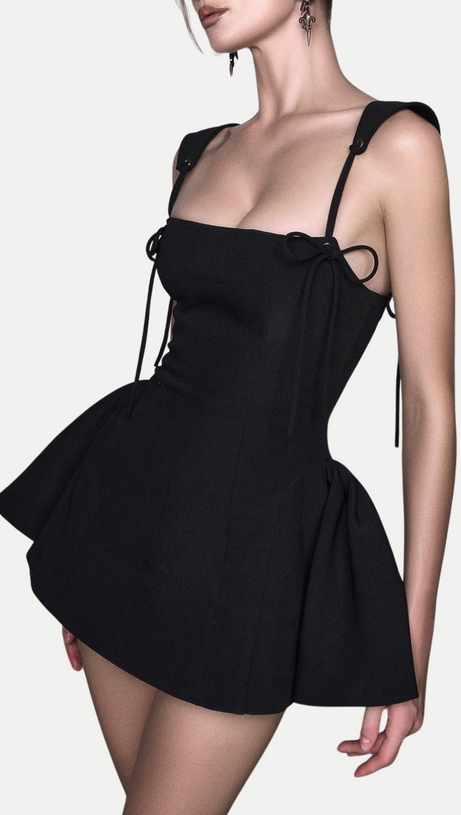 HAZAL LACE UP SPAGHETTI MINI DRESS