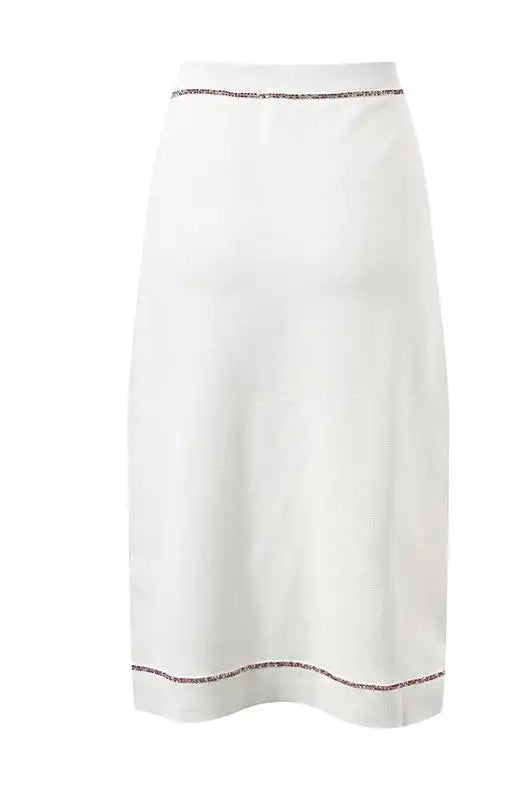 Elisa Knit Midi Pencil Skirt in ecru