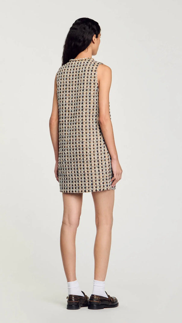 POPPY MINIKLEID AUS TWEED IN KAMELBLAU MIT STRASS