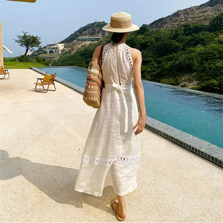 CORALIE HEART LACE MIDI DRESS IN WHITE