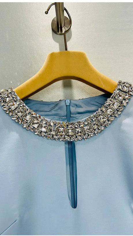 DESTINY VERZIERTES MINIKLEID AUS SATIN IN BLAU